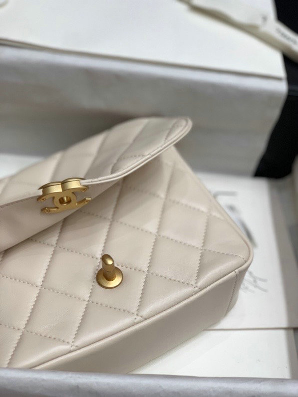 Chanel Lambskin Flap Bag White AS2222