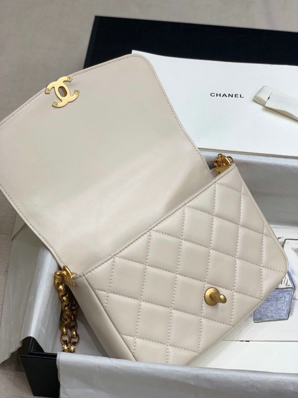 Chanel Lambskin Flap Bag White AS2222