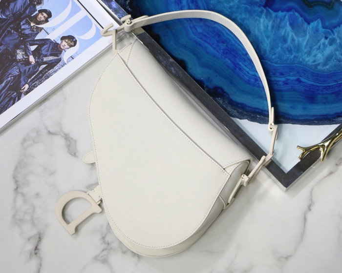 Dior Smooth Calfskin Saddle Bag White M9001