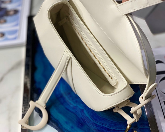 Dior Smooth Calfskin Saddle Bag White M9001