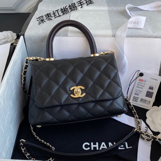 Chanel Mini Flap Bag with Top Handle Black AS22151