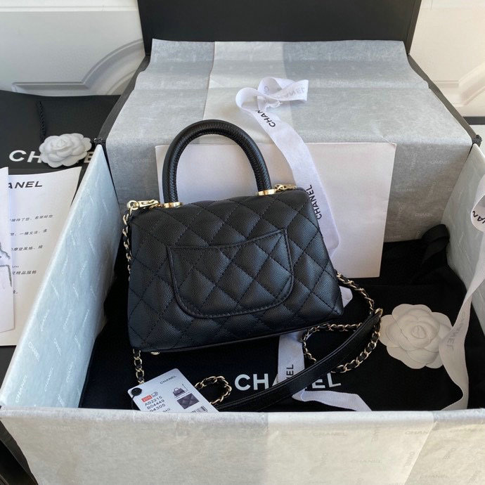 Chanel Mini Flap Bag with Top Handle Black AS22152