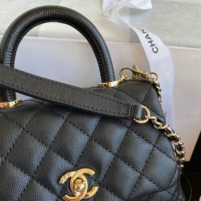 Chanel Mini Flap Bag with Top Handle Black AS22152