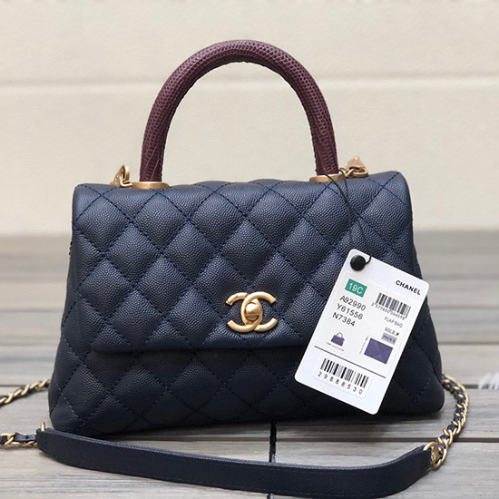 Chanel Small Flap Bag with Top Handle Blue A929905