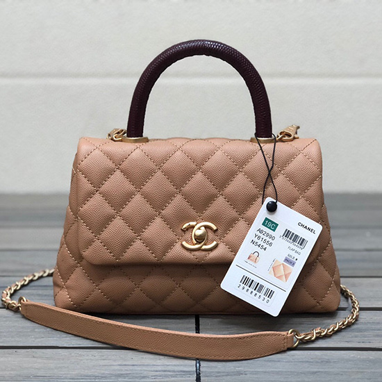 Chanel Small Flap Bag with Top Handle Camel A92990