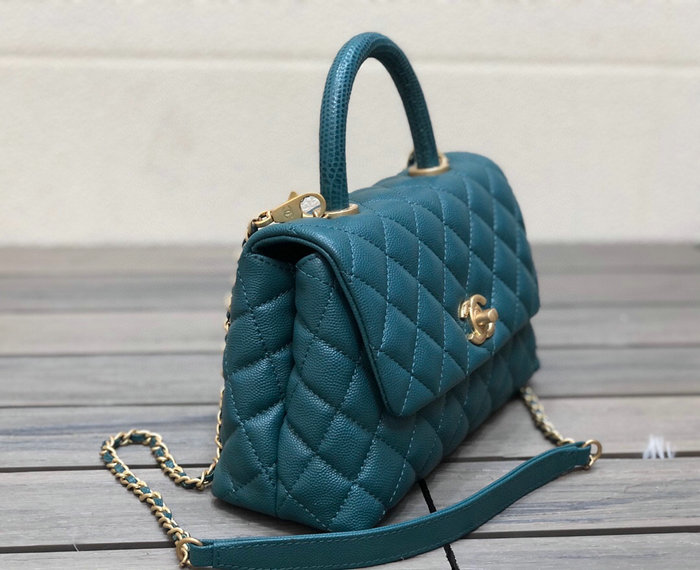 Chanel Small Flap Bag with Top Handle Green A92990