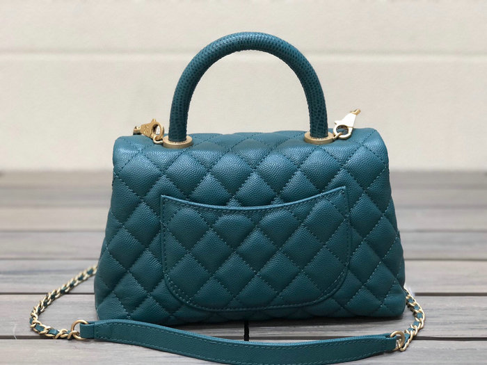 Chanel Small Flap Bag with Top Handle Green A92990