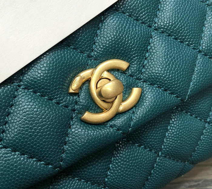 Chanel Small Flap Bag with Top Handle Green A92990