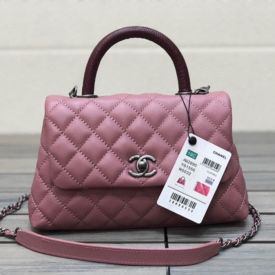 Chanel Small Flap Bag with Top Handle Pink A92990