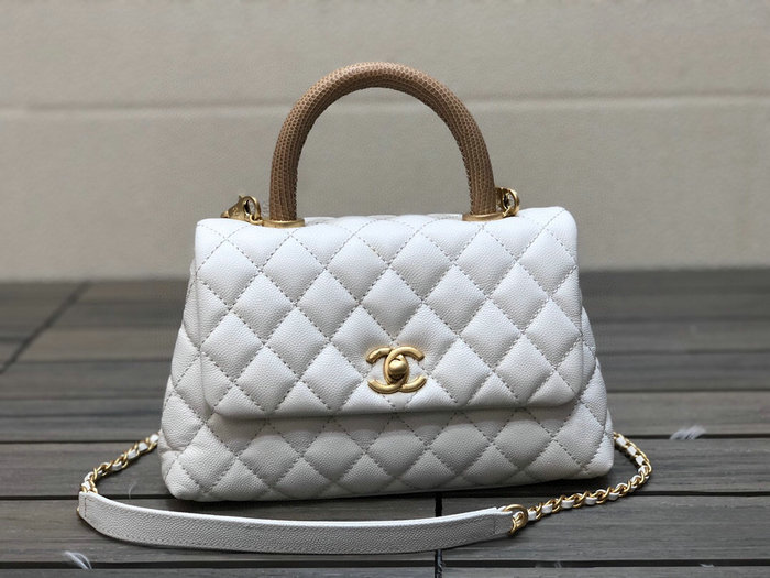 Chanel Small Flap Bag with Top Handle White A92990