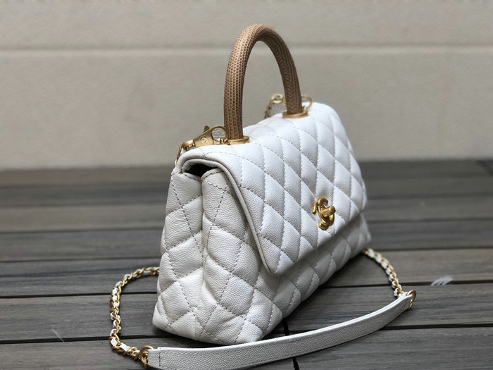Chanel Small Flap Bag with Top Handle White A92990