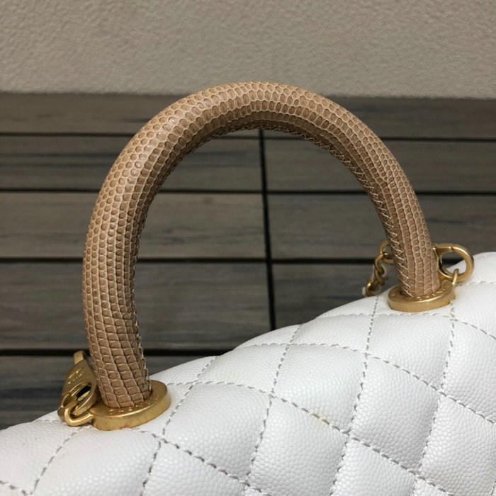 Chanel Small Flap Bag with Top Handle White A92990