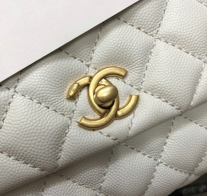 Chanel Small Flap Bag with Top Handle White A92990