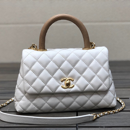 Chanel Small Flap Bag with Top Handle White A92990