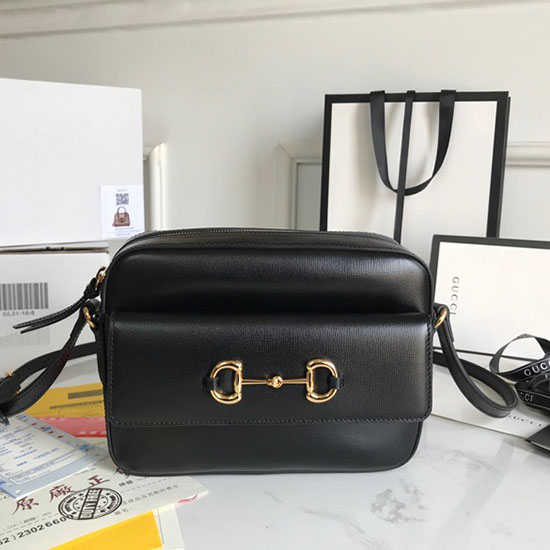 Gucci Horsebit 1955 Leather Small Shoulder Bag Black 645454