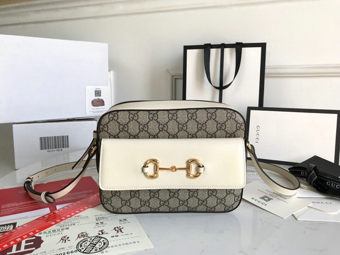 Gucci Horsebit 1955 Small Shoulder Bag White 645454