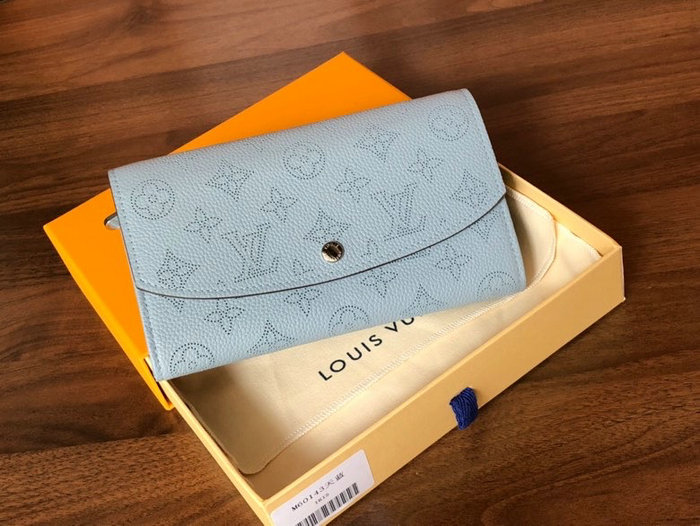 Louis Vuitton Mahina Leather Iris Wallet Light Blue M60143