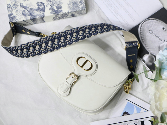 Medium Dior Box Calfskion Bobby Bag White M9319