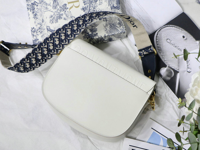 Medium Dior Box Calfskion Bobby Bag White M9319