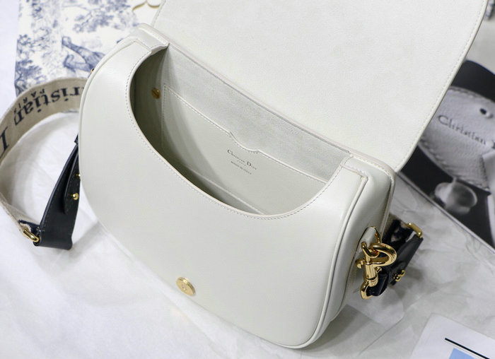 Medium Dior Box Calfskion Bobby Bag White M9319