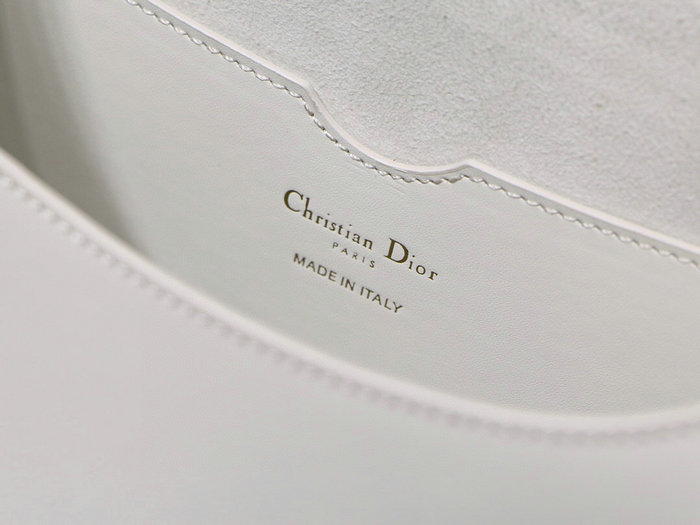 Medium Dior Box Calfskion Bobby Bag White M9319