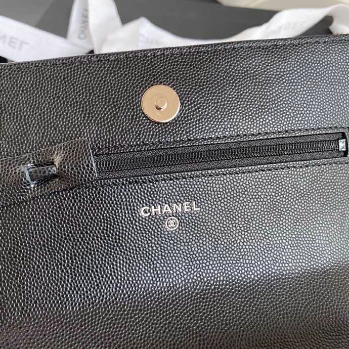 Chanel Grained Calfskin Wallet On Chain Black AP1954