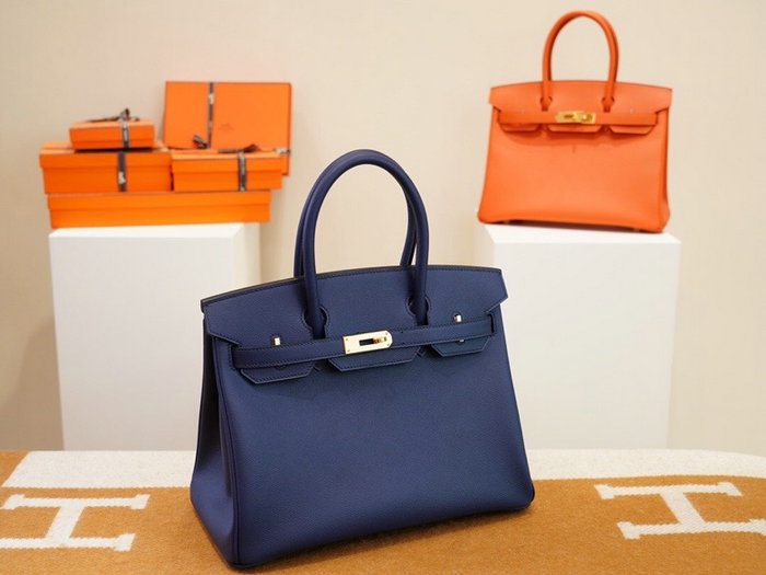 Hermes Epsom Leather Birkin Bag Blue HB253035