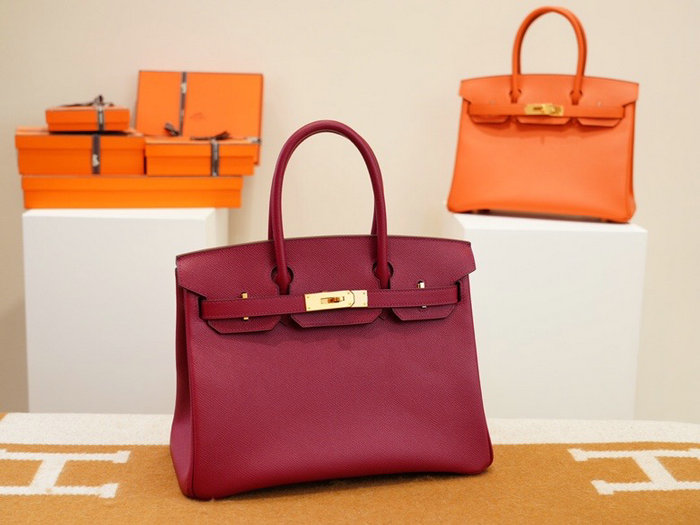 Hermes Epsom Leather Birkin Bag Burgundy HB253035