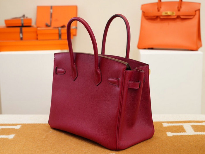 Hermes Epsom Leather Birkin Bag Burgundy HB253035