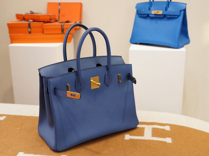 Hermes Epsom Leather Birkin Bag Light Blue HB253035