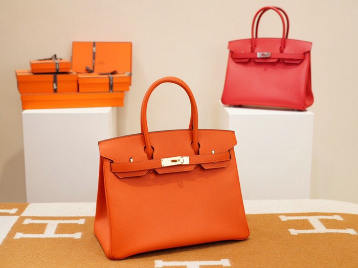 Hermes Epsom Leather Birkin Bag Orange HB253035