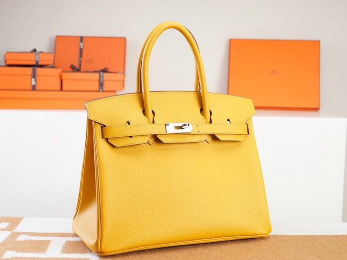 Hermes Epsom Leather Birkin Bag Yellow HB253035