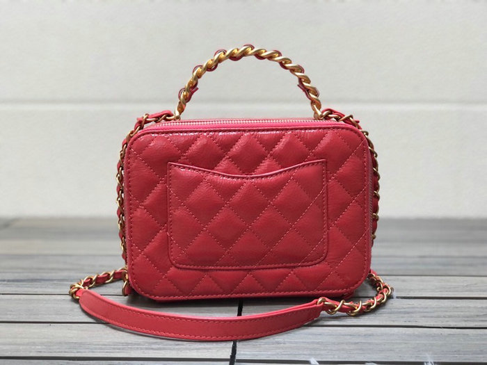 Chanel Shiny Crumpled Calfskin Vanity Case Red AS2179