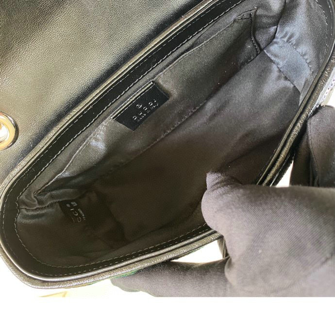 Gucci GG Marmont Mini Sequin Shoulder Bag Black 446744