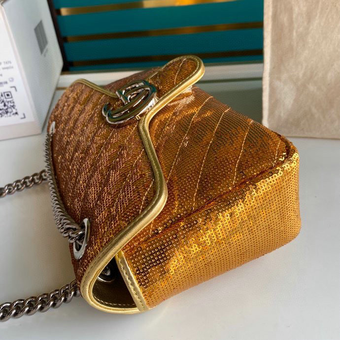 Gucci GG Marmont Small Sequin Shoulder Bag Gold 443497