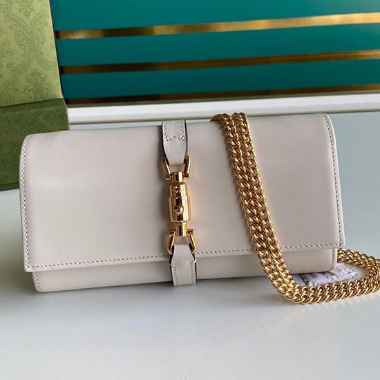 Gucci Jackie 1961 Leather Chain Wallet White 652681