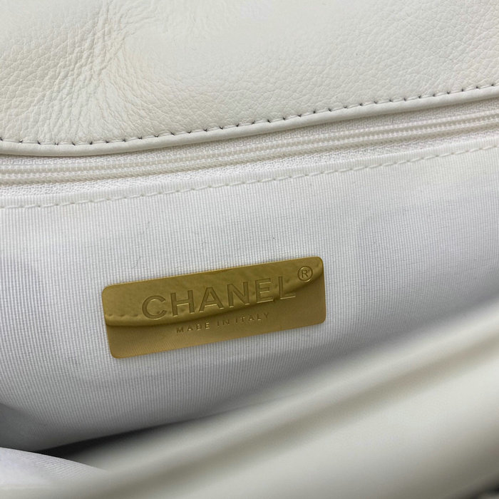 Chanel Calfskin 19 Maxi Flap Bag White and Black AS1162