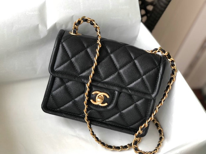 Chanel Grained Calfskin Flap Bag Black AS2356