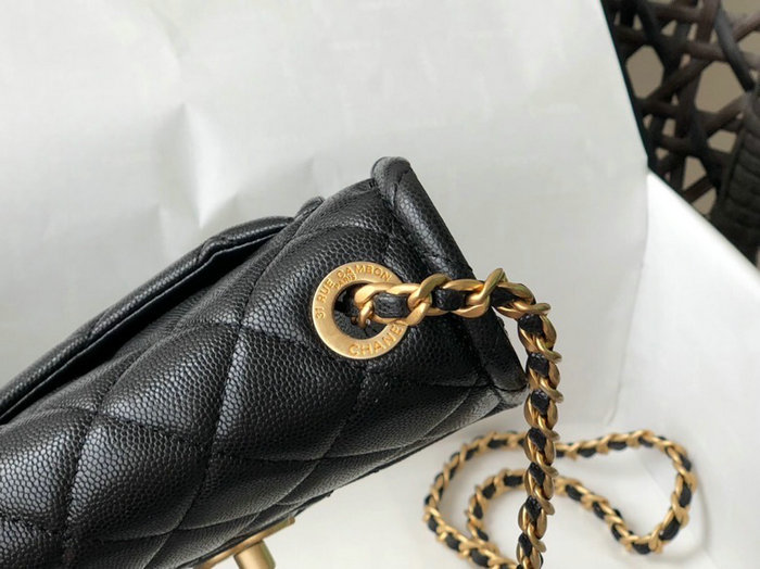 Chanel Grained Calfskin Flap Bag Black AS2356