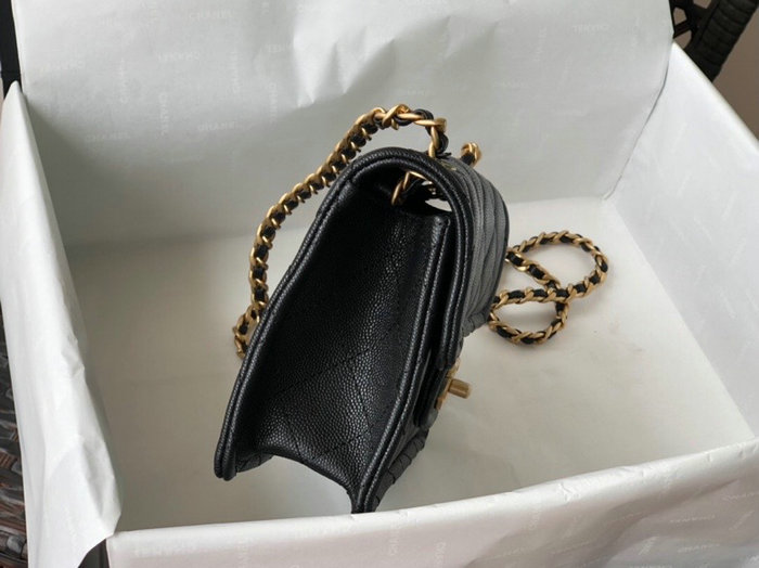 Chanel Grained Calfskin Flap Bag Black AS2356
