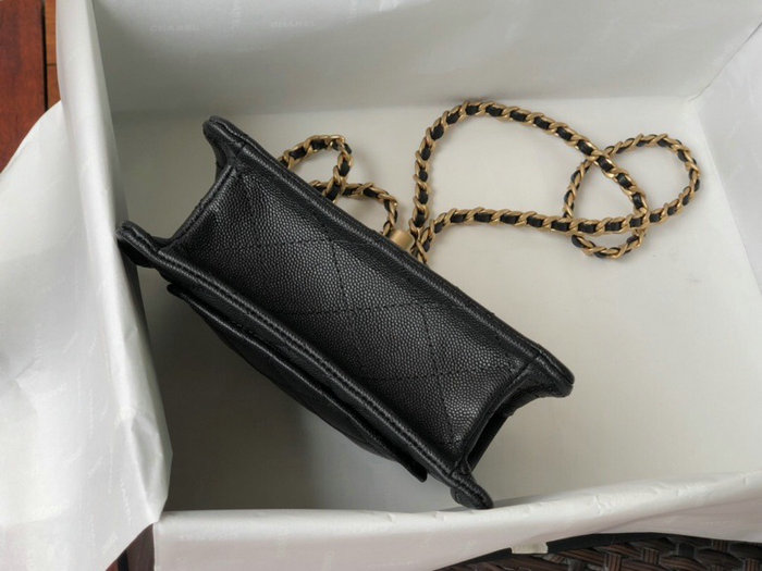 Chanel Grained Calfskin Flap Bag Black AS2356