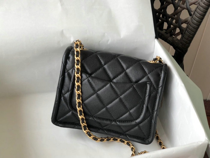 Chanel Grained Calfskin Flap Bag Black AS2356