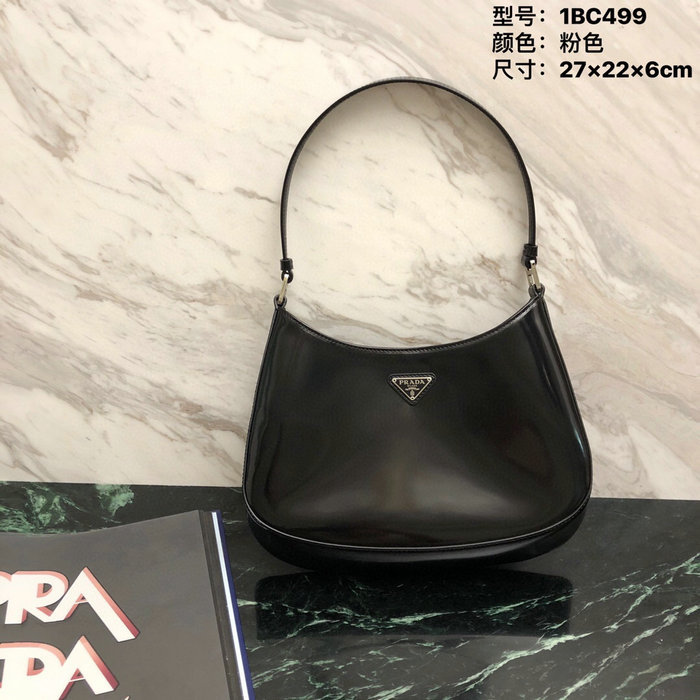 Prada Cleo Brushed Leather Shoulder Bag Black 1BC499