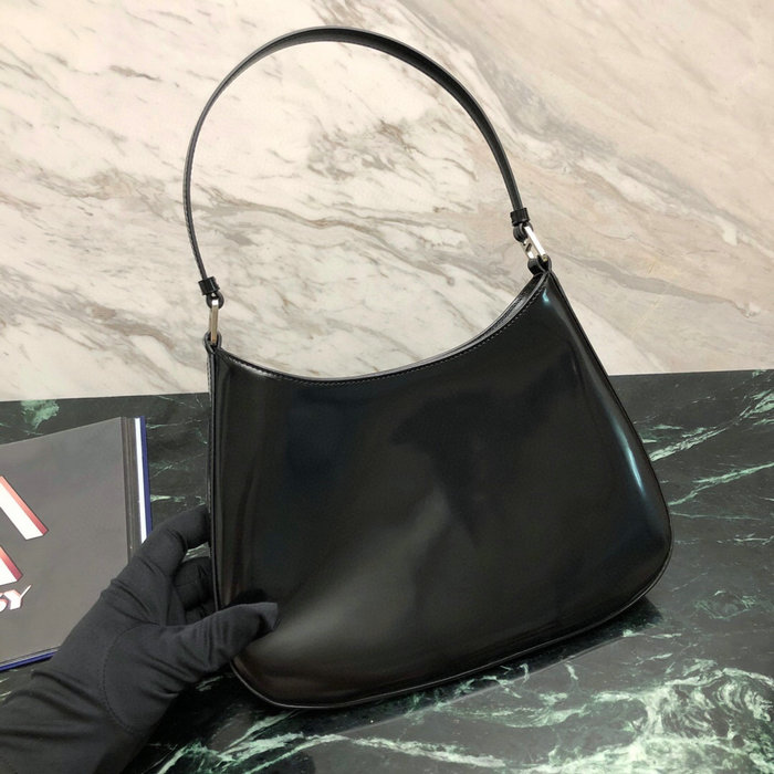 Prada Cleo Brushed Leather Shoulder Bag Black 1BC499