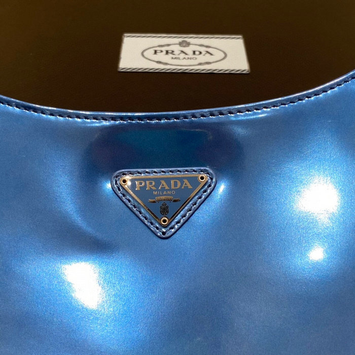 Prada Cleo Brushed Leather Shoulder Bag Blue 1BC499