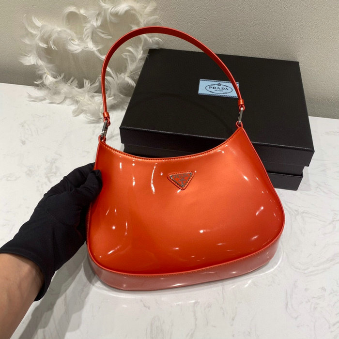 Prada Cleo Brushed Leather Shoulder Bag Orange 1BC499