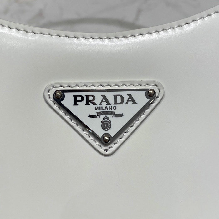 Prada Cleo Brushed Leather Shoulder Bag White 1BC156