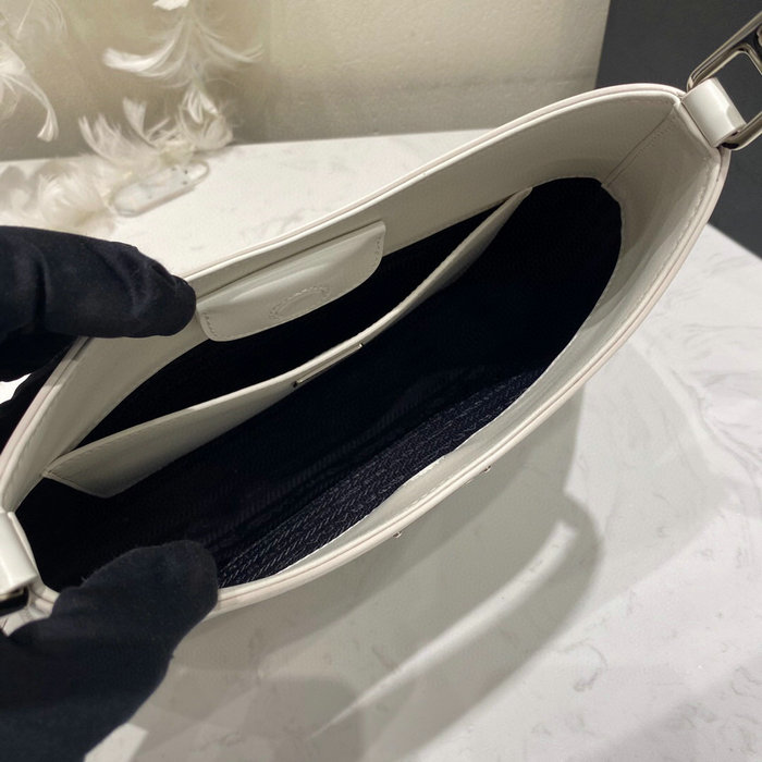 Prada Cleo Brushed Leather Shoulder Bag White 1BC156