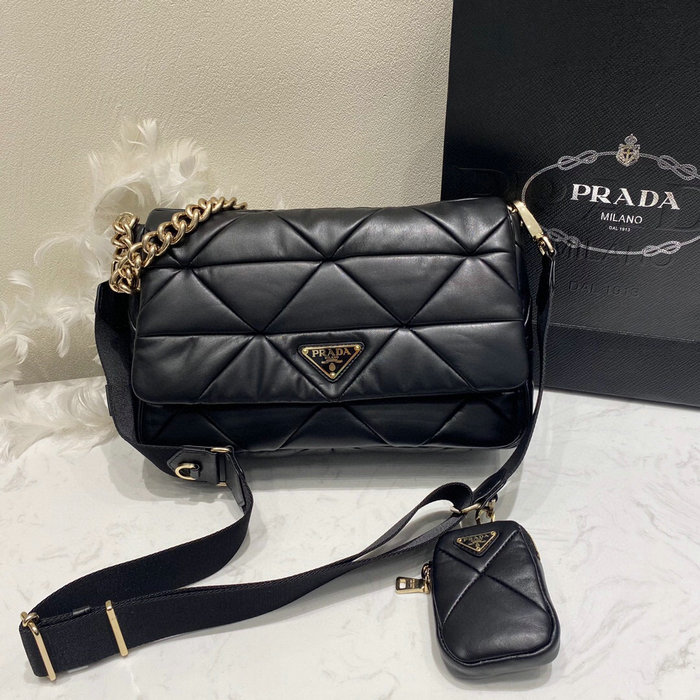 Prada System Nappa Leather Patchwork Bag Black 1BD291