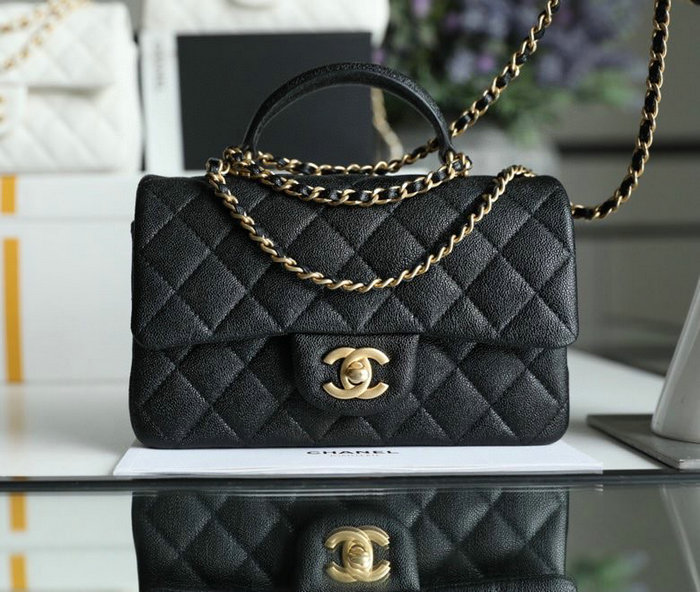 Chanel mini flap bag with top handle Black AS2431